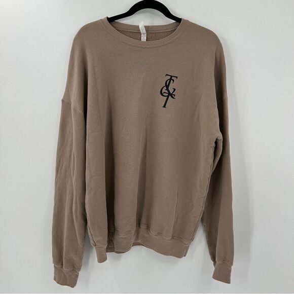 Trendy and Tipsy Nashville Long Sleeve Oversized Crewneck Sweater Taupe XL - Picture 1 of 8